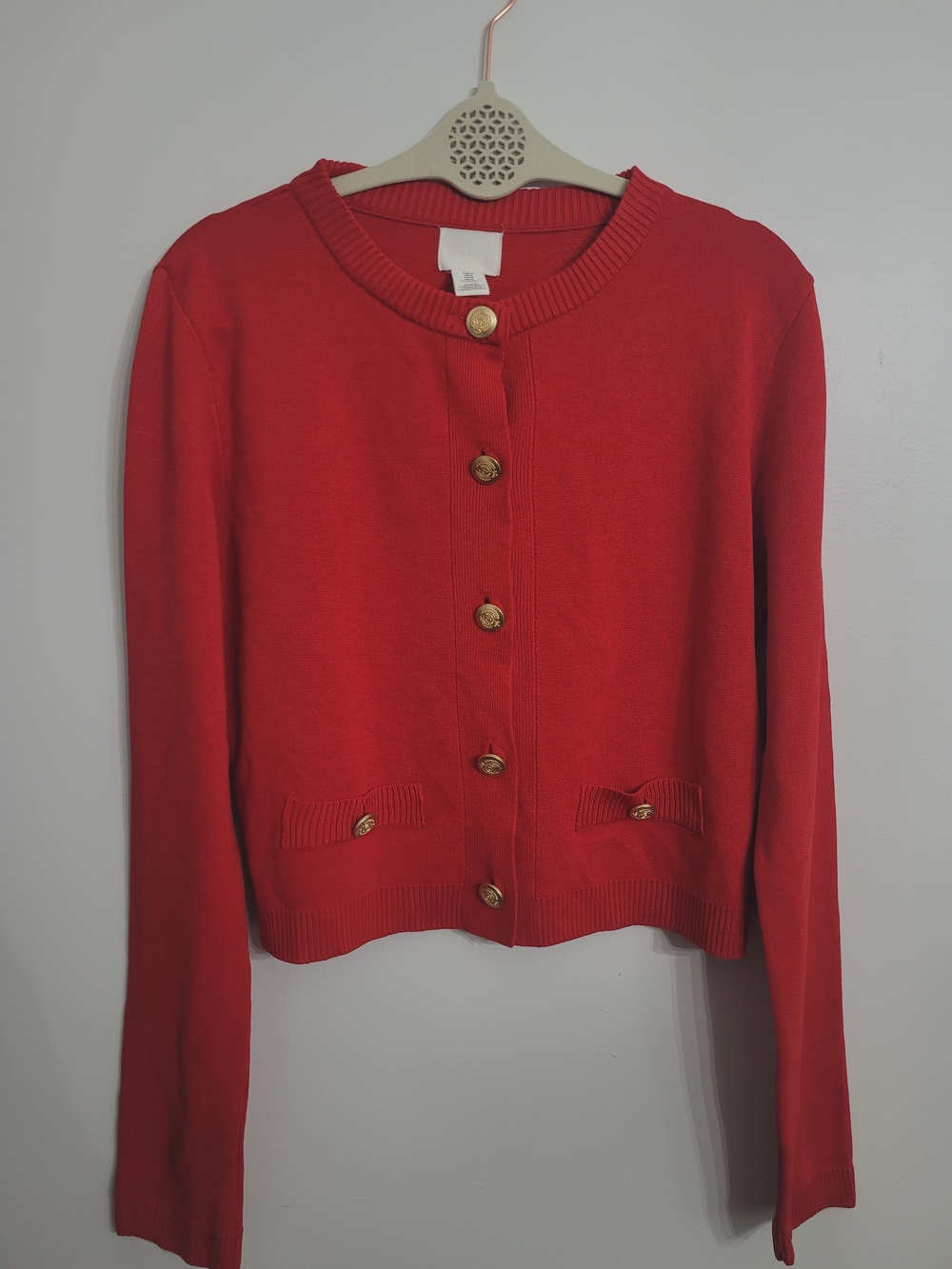 H&M Red Button-Front Women's Sweater Cardigan